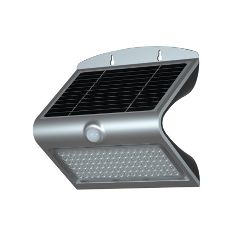 Aplique LED 8W con placa solar, sensor y bateria 4000mA gris/negro IP65 850lm