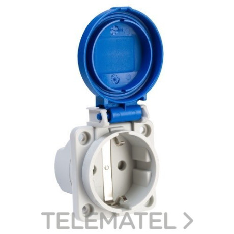 BASE EMPOTRAR ESTANCA 2P TT LAT.16A-IP54 AZUL